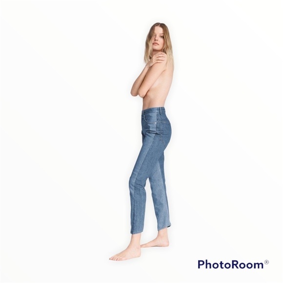 RAG & BONE Color Block Engineer High Rise Ankle Straight Leg Jeans, Size 27 - Picture 3 of 11